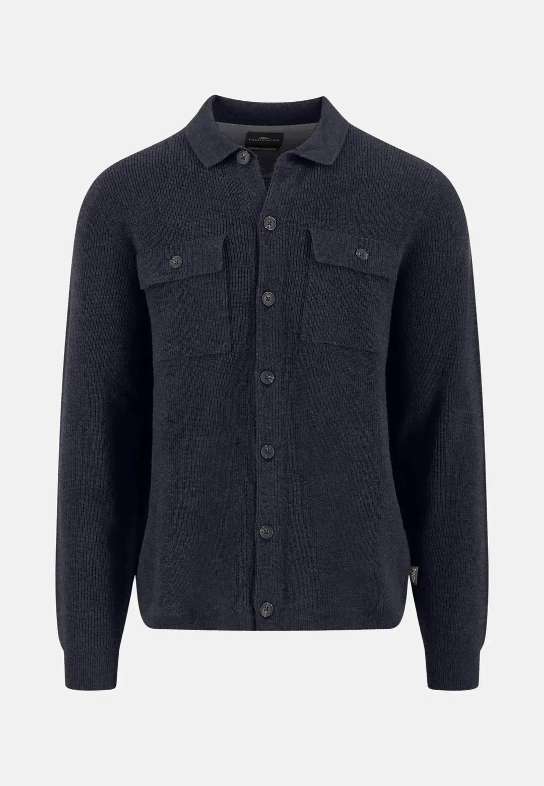 Fynch - Hatton Merino Wool Cashmere Buttoned Cardigan Navy - 1510807-690-S - fynch - hatton.co.uk