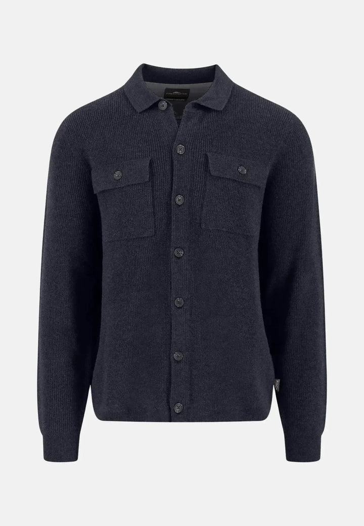 Fynch - Hatton Merino Wool Cashmere Buttoned Cardigan Navy 1510807-690-S