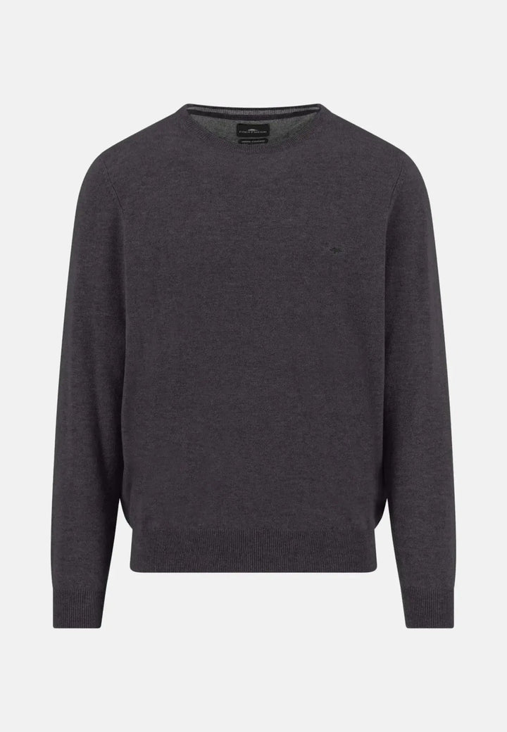 Fynch - Hatton - Merino Wool Cashmere Crewneck Knit Charcoal - 1514800-998-S