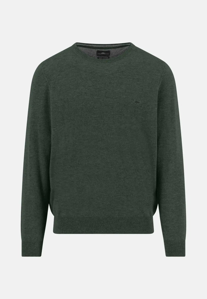 Fynch - Hatton - Merino Wool Cashmere Crewneck Knit Dark Ivy - 1514800-737-S