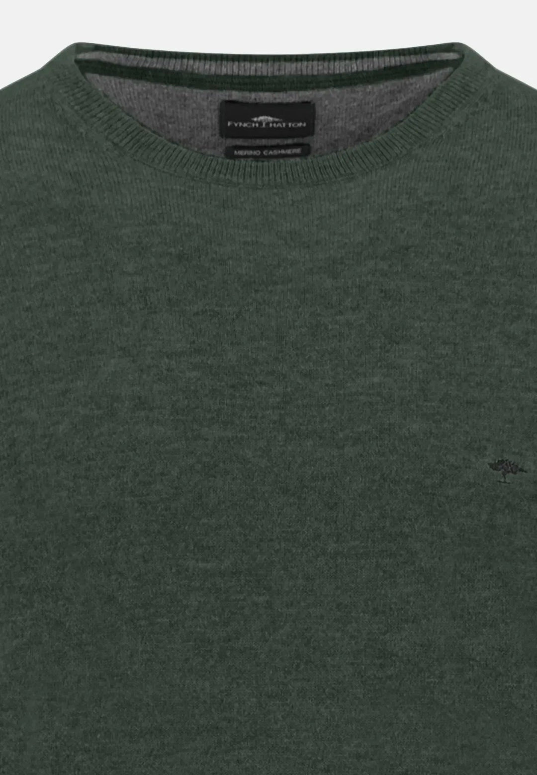 Fynch - Hatton - Merino Wool Cashmere Crewneck Knit Dark Ivy - 1514800-737-S