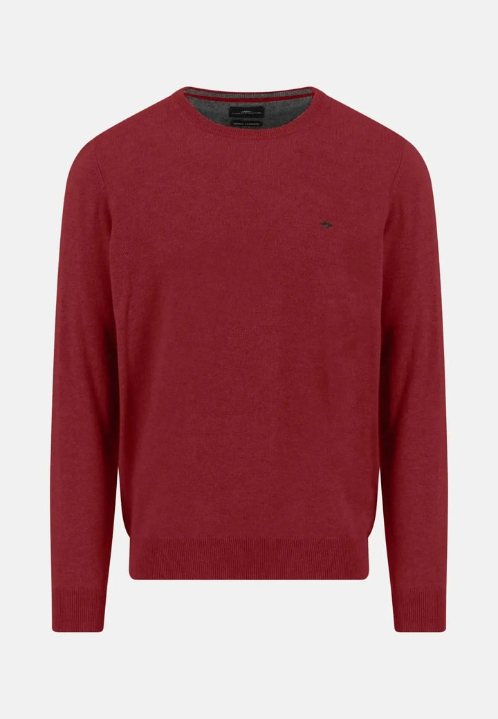 Fynch - Hatton - Merino Wool Cashmere Crewneck Knit Garnet Red - 1514800-367-S