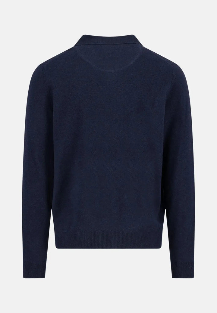 Fynch - Hatton Merino Wool Cashmere Polo Collar Knit Navy 1514804-690-S