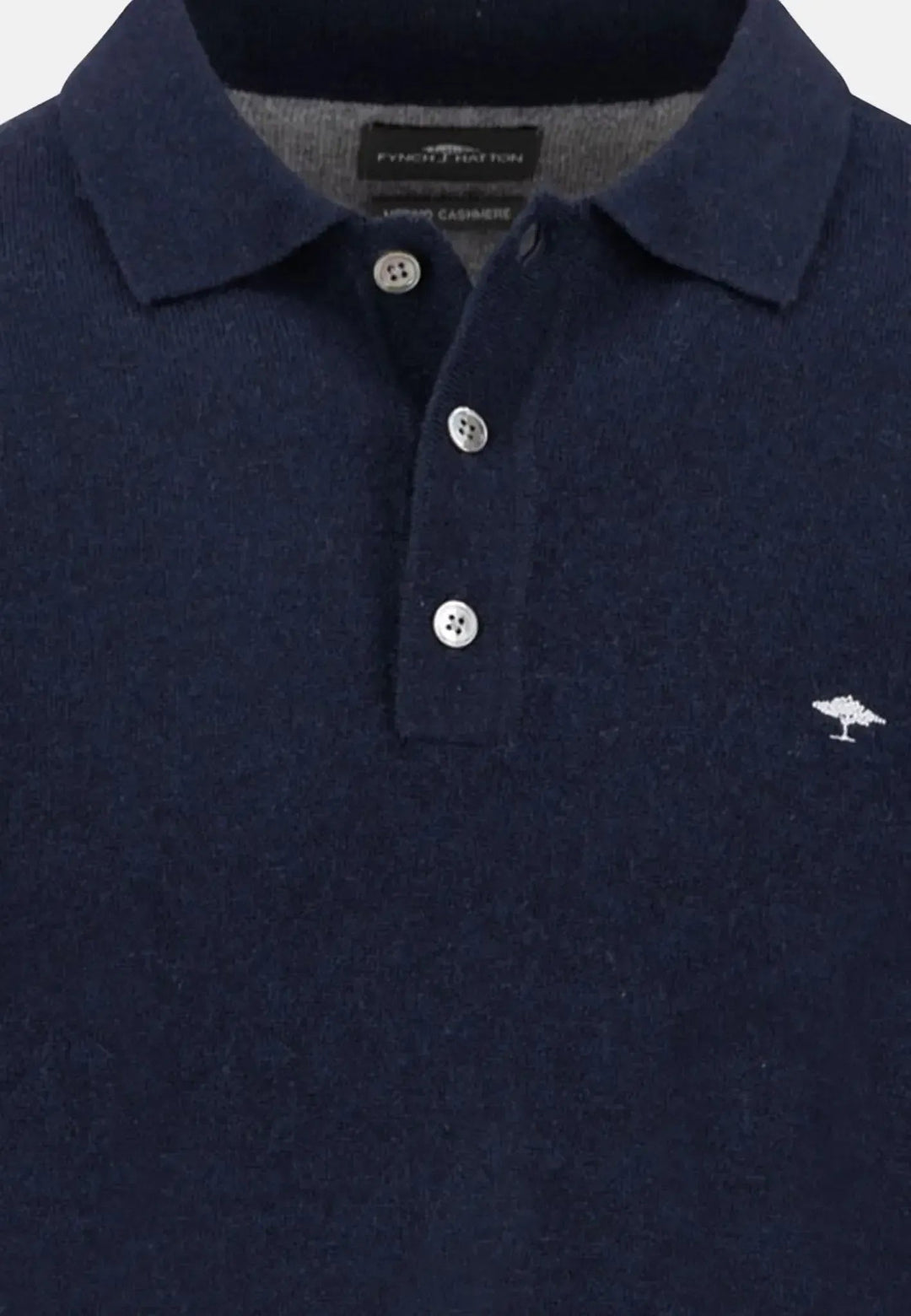Fynch - Hatton Merino Wool Cashmere Polo Collar Knit Navy 1514804-690-S