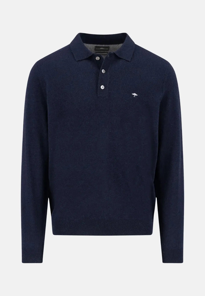 Fynch - Hatton Merino Wool Cashmere Polo Collar Knit Navy 1514804-690-S