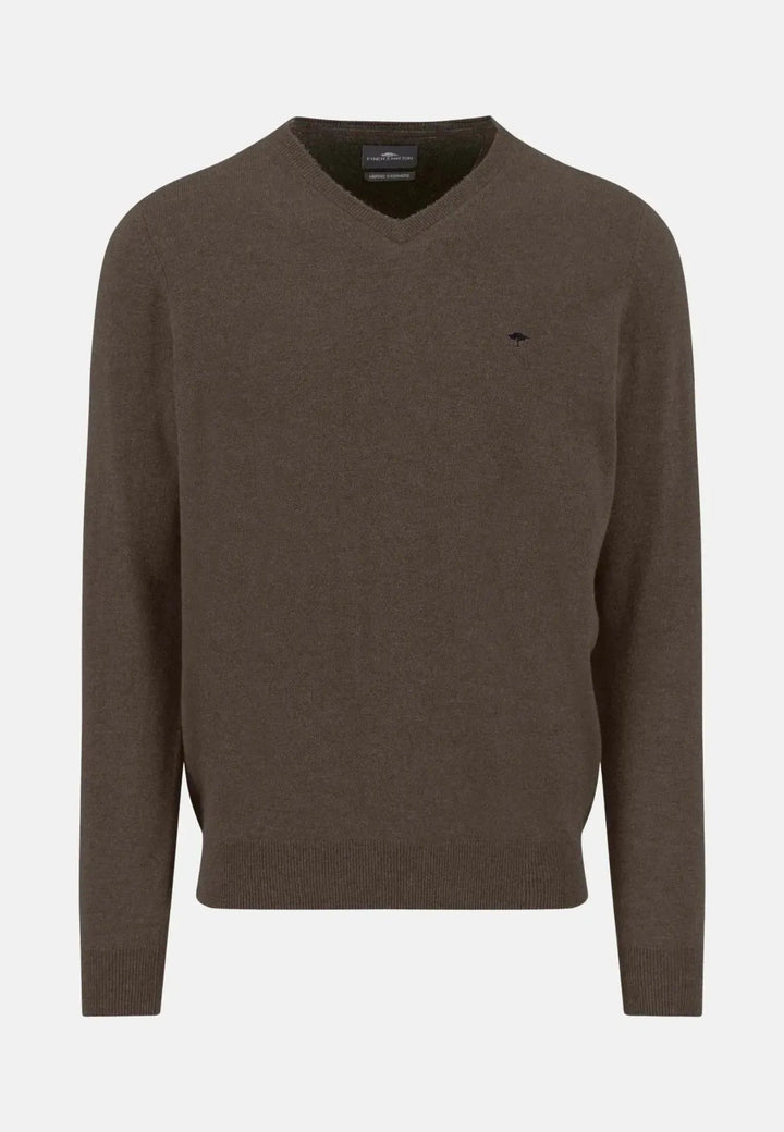 Fynch - Hatton Merino Wool Cashmere V - Neck Knit Dark Chocolate 1514801-861-S
