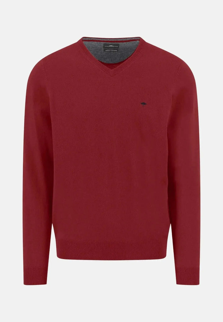 Fynch - Hatton Merino Wool Cashmere V - Neck Knit Garnet Red 1514801-367-S