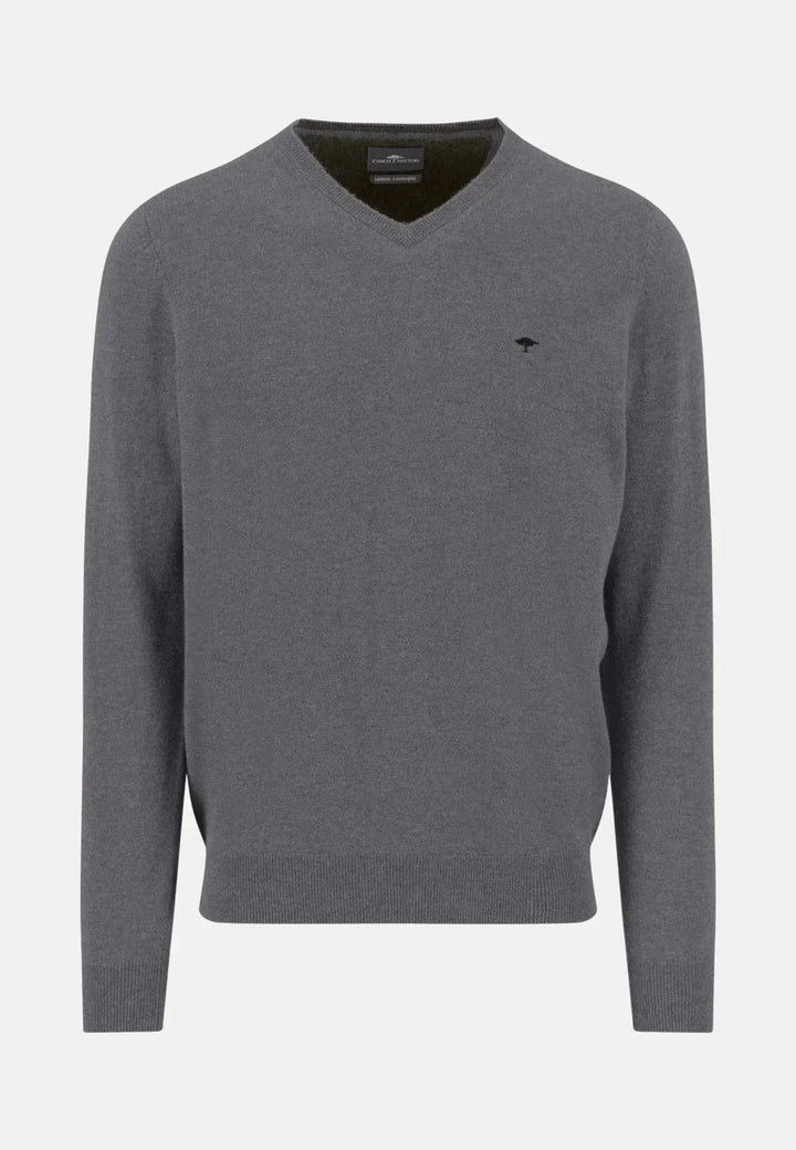 Fynch - Hatton Merino Wool Cashmere V - Neck Knit Steel 1514801-936-S