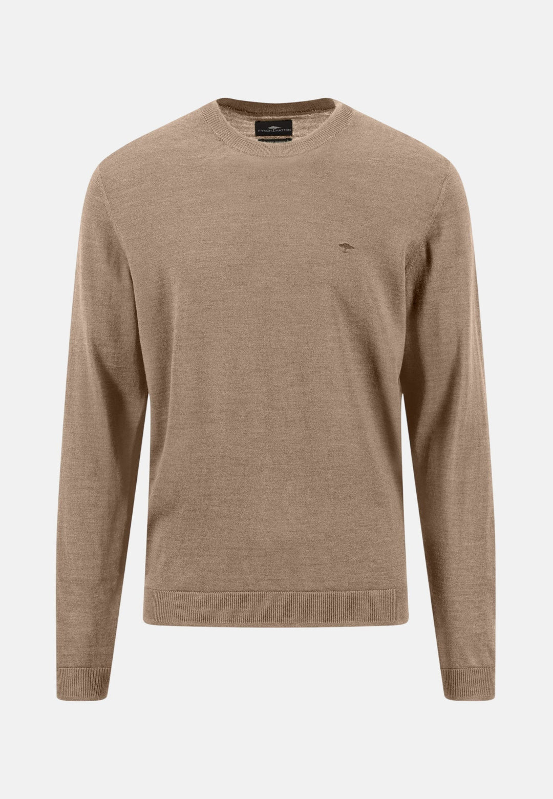 Fynch-Hatton Merino Wool Fine Gauge Crewneck Knit Taupe 1614715-864-M