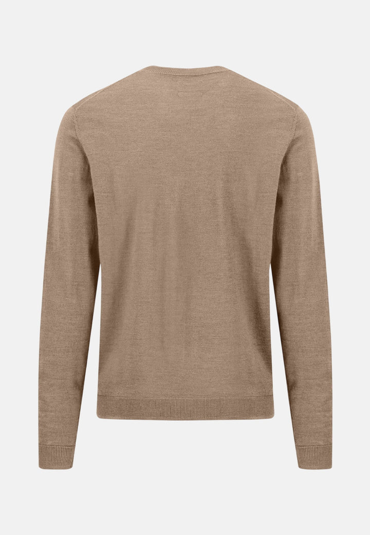 Fynch-Hatton Merino Wool Fine Gauge Crewneck Knit Taupe 1614715-864-M