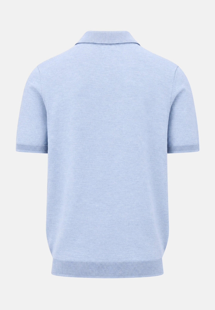 Fynch-Hatton Merino Wool Fine Gauge Knit Polo Shirt Air Blue 1607721-660-M
