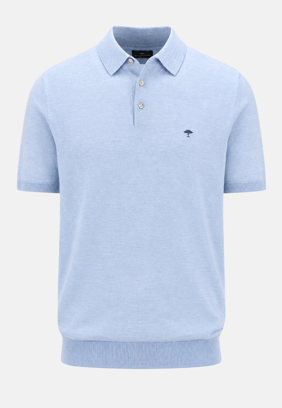 Fynch-Hatton Merino Wool Fine Gauge Knit Polo Shirt Air Blue 1607721-660-M