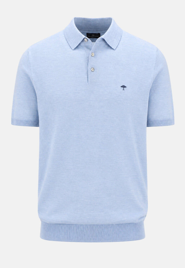 Fynch-Hatton Merino Wool Fine Gauge Knit Polo Shirt Air Blue 1607721-660-M