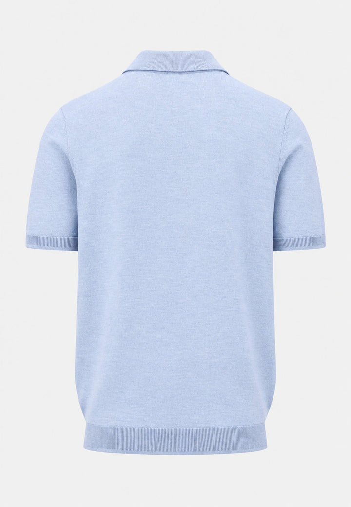 Fynch-Hatton Merino Wool Fine Gauge Knit Polo Shirt Air Blue 1607721-660-M