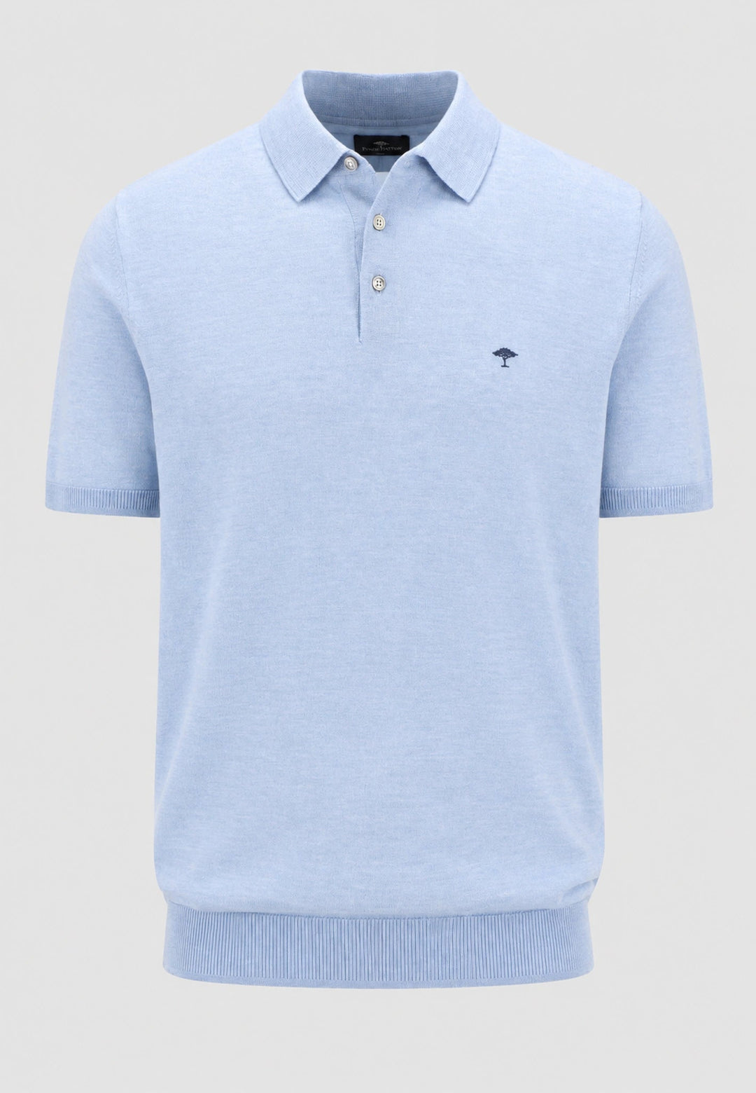 Fynch-Hatton Merino Wool Fine Gauge Knit Polo Shirt Air Blue 1607721-660-M