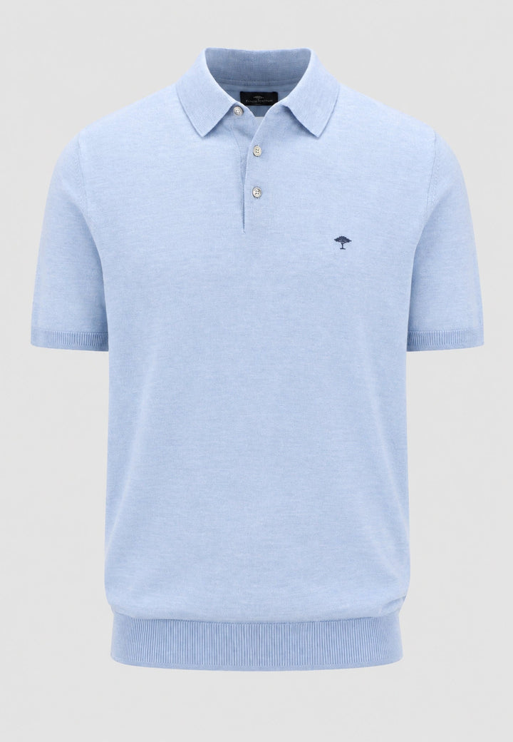 Fynch-Hatton Merino Wool Fine Gauge Knit Polo Shirt Air Blue 1607721-660-M