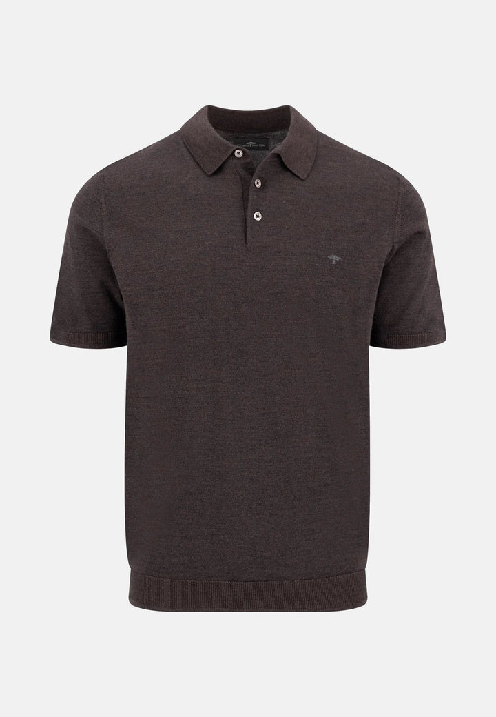 Fynch-Hatton Merino Wool Fine Gauge Knit Polo Shirt Soil 1607721-866-M
