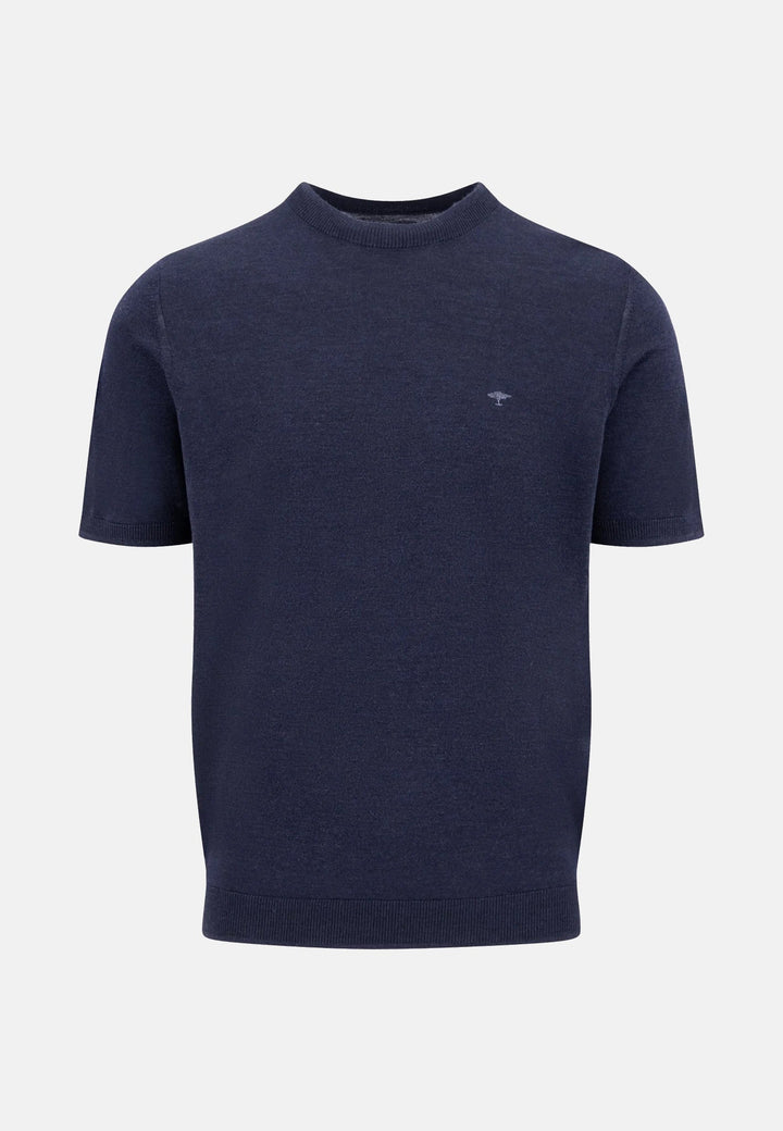 Fynch-Hatton Merino Wool Fine Gauge Knit T-Shirt Navy 1607720-690-M