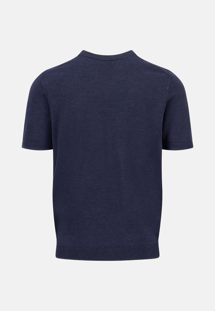 Fynch-Hatton Merino Wool Fine Gauge Knit T-Shirt Navy 1607720-690-M