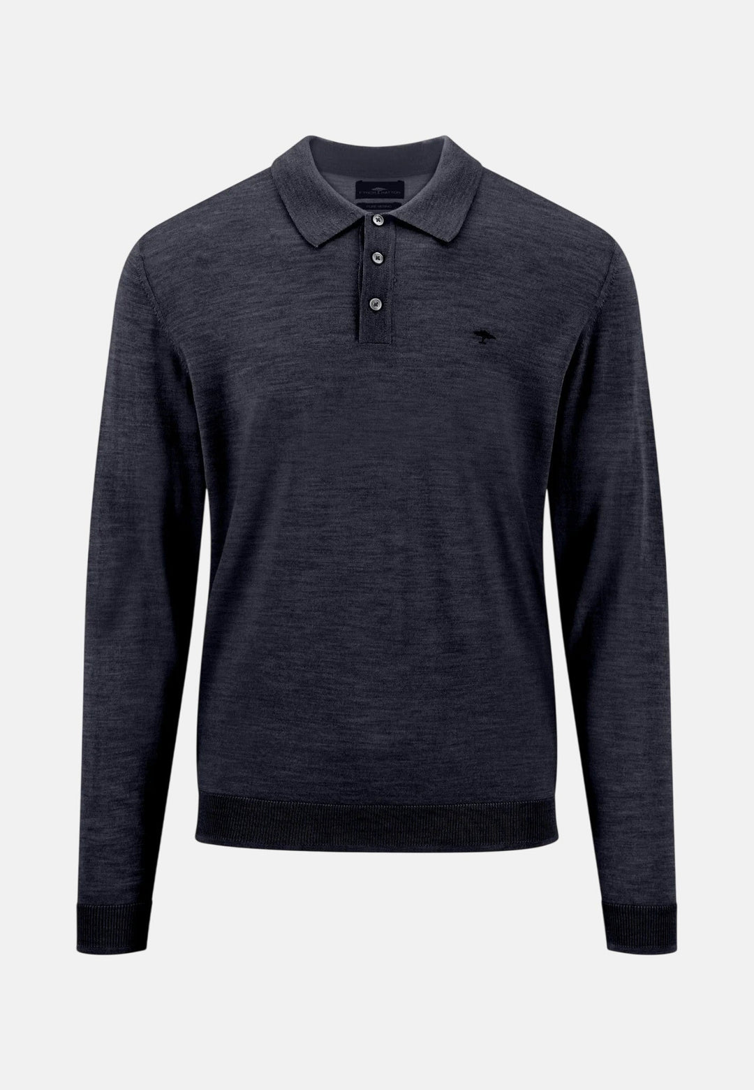 Fynch-Hatton Merino Wool Fine Gauge Polo Collar Knit Navy 1614717-690-M