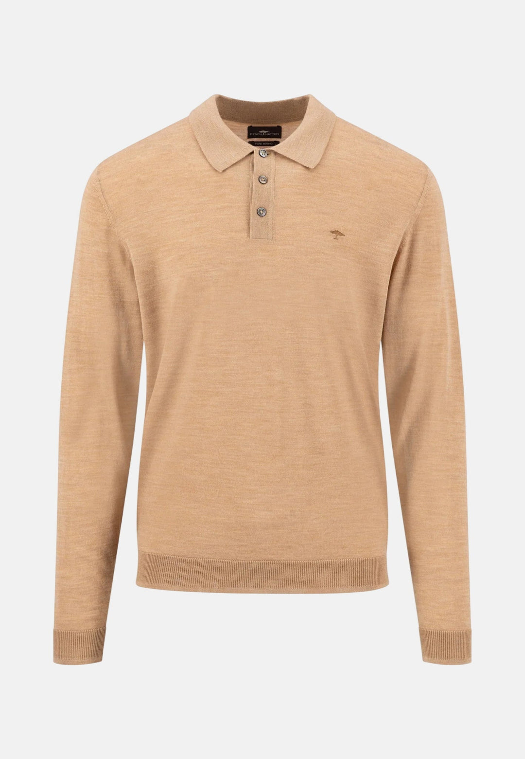 Fynch-Hatton Merino Wool Fine Gauge Polo Collar Knit Taupe 1614717-864-M