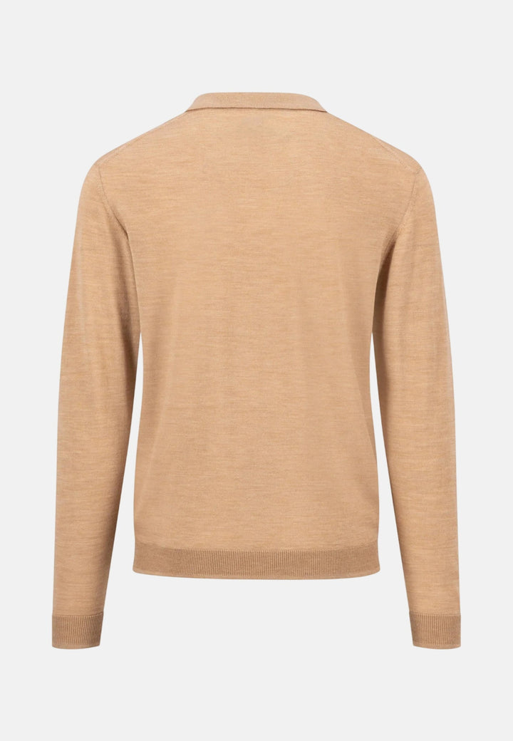 Fynch-Hatton Merino Wool Fine Gauge Polo Collar Knit Taupe 1614717-864-M