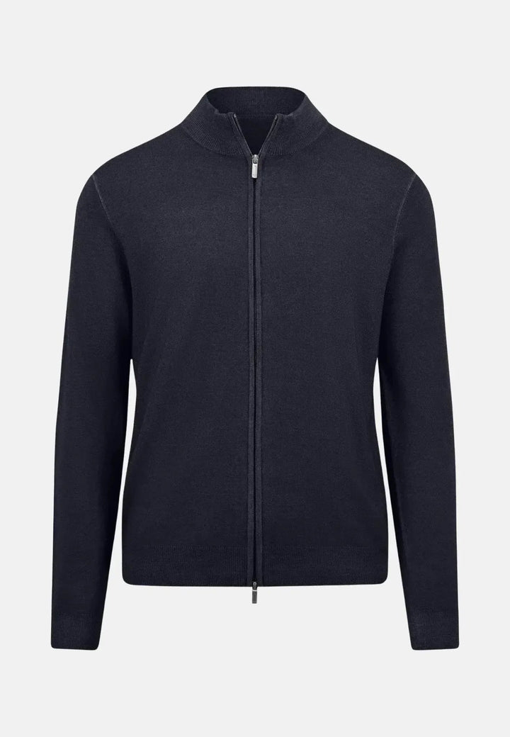 Fynch - Hatton - Merino Wool Zip Cardigan Navy - 1409717-690-M