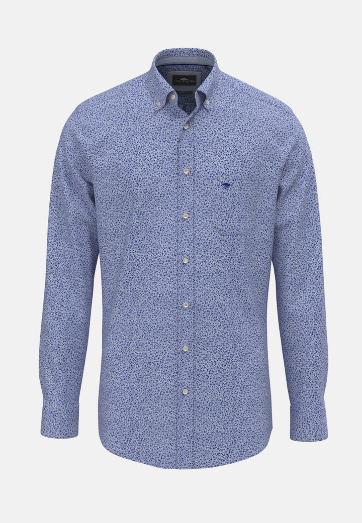 Fynch - Hatton Mini Flower Print Button Down Shirt Harbour Blue - 16028220-654-M - fynch - hatton.co.uk