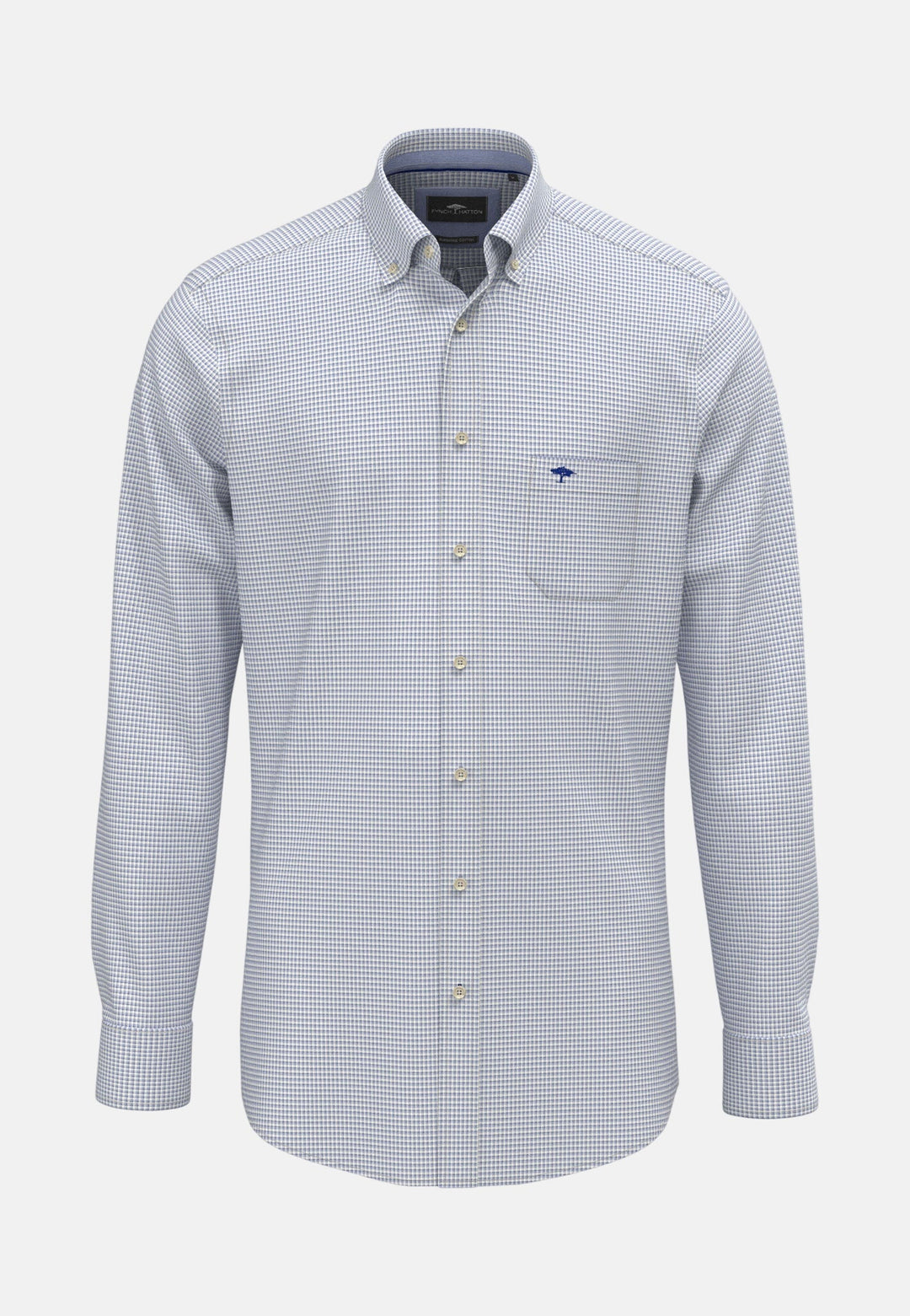 Fynch - Hatton Minimal Check Button Down Shirt New Breeze - 16028210-653-M - fynch - hatton.co.uk