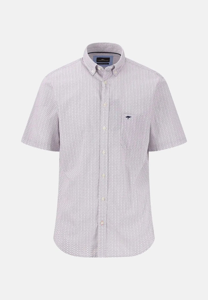 Fynch - Hatton - Minimal Cotton Poplin Short Sleeved Shirt Peony - 15046121-461-S