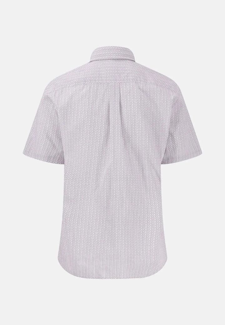 Fynch - Hatton - Minimal Cotton Poplin Short Sleeved Shirt Peony - 15046121-461-S