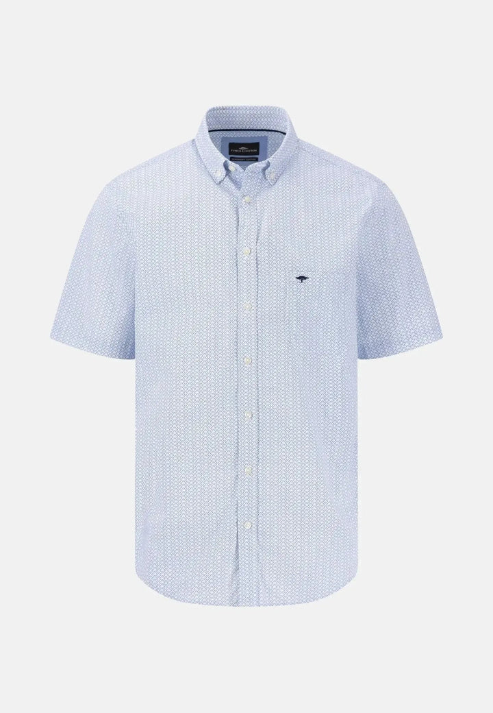 Fynch - Hatton - Minimal Cotton Poplin Short Sleeved Shirt Summer Breeze - 15046121-607-S