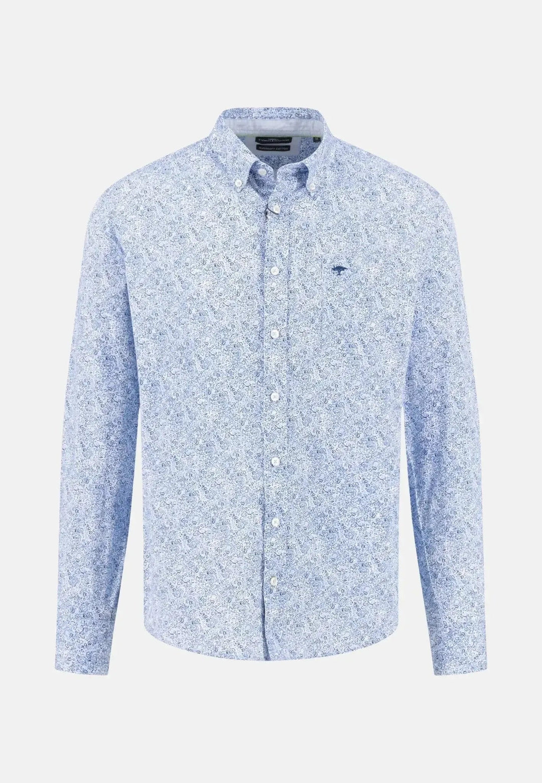 Fynch - Hatton Minimal Flower Print Button Down Shirt New Breeze - 15125760-653-S - fynch - hatton.co.uk