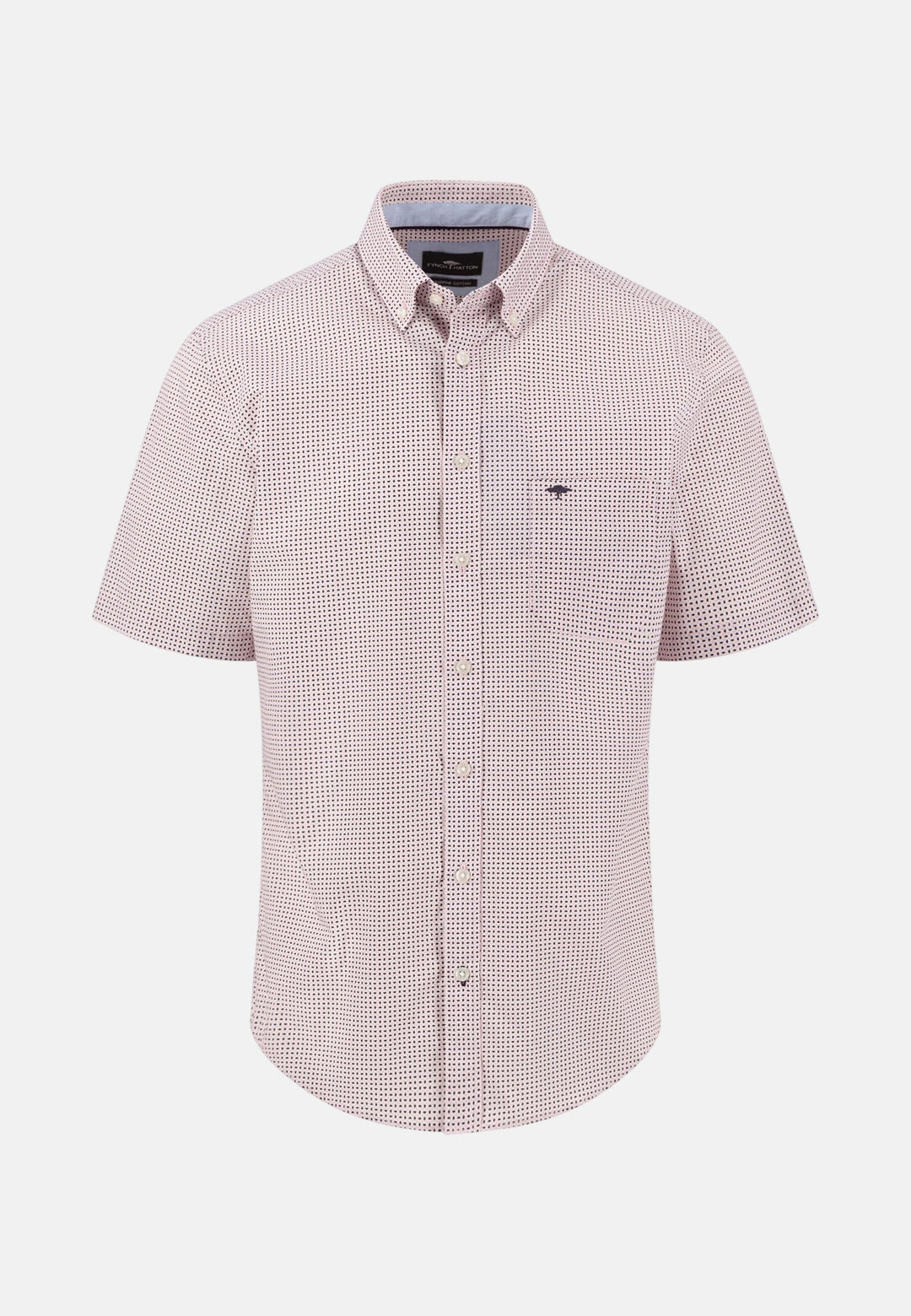 Fynch - Hatton Minimal Print Short Sleeved Shirt Magnolia - 16036121-464-M - fynch - hatton.co.uk