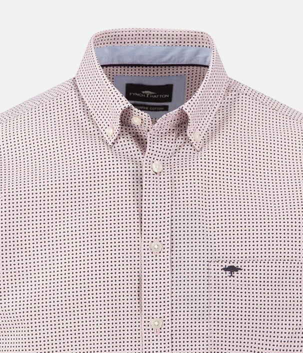 Fynch - Hatton Minimal Print Short Sleeved Shirt Magnolia - 16036121-464-M - fynch - hatton.co.uk