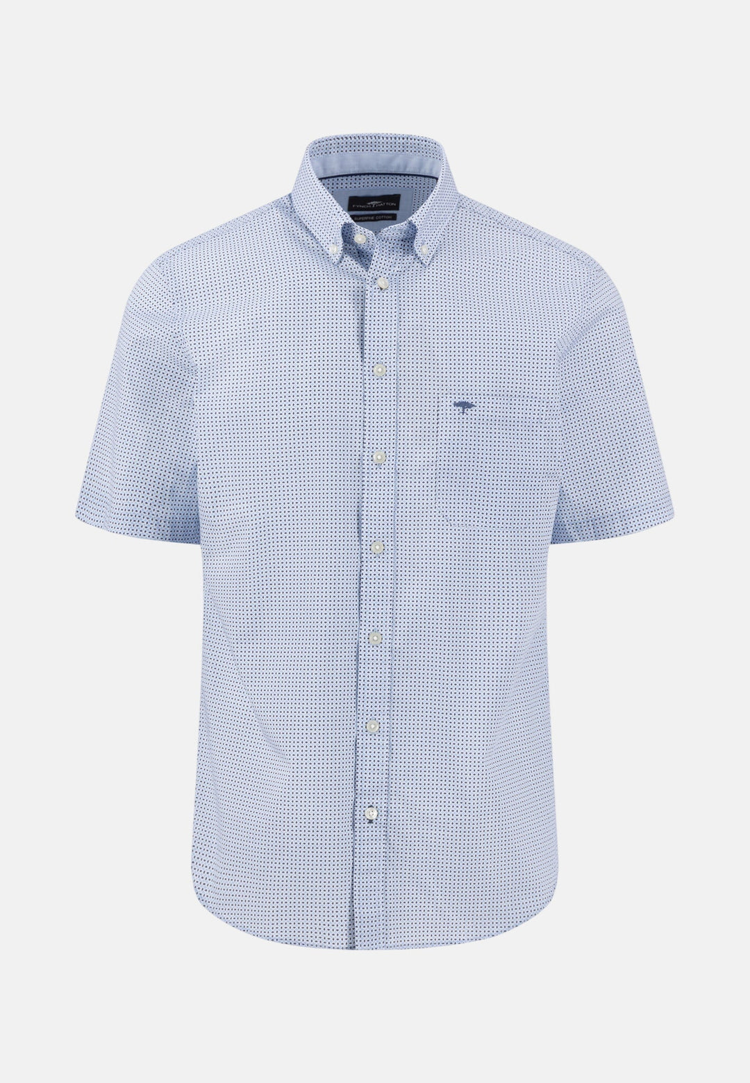 Fynch - Hatton Minimal Print Short Sleeved Shirt New Breeze - 16036121-653-M - fynch - hatton.co.uk