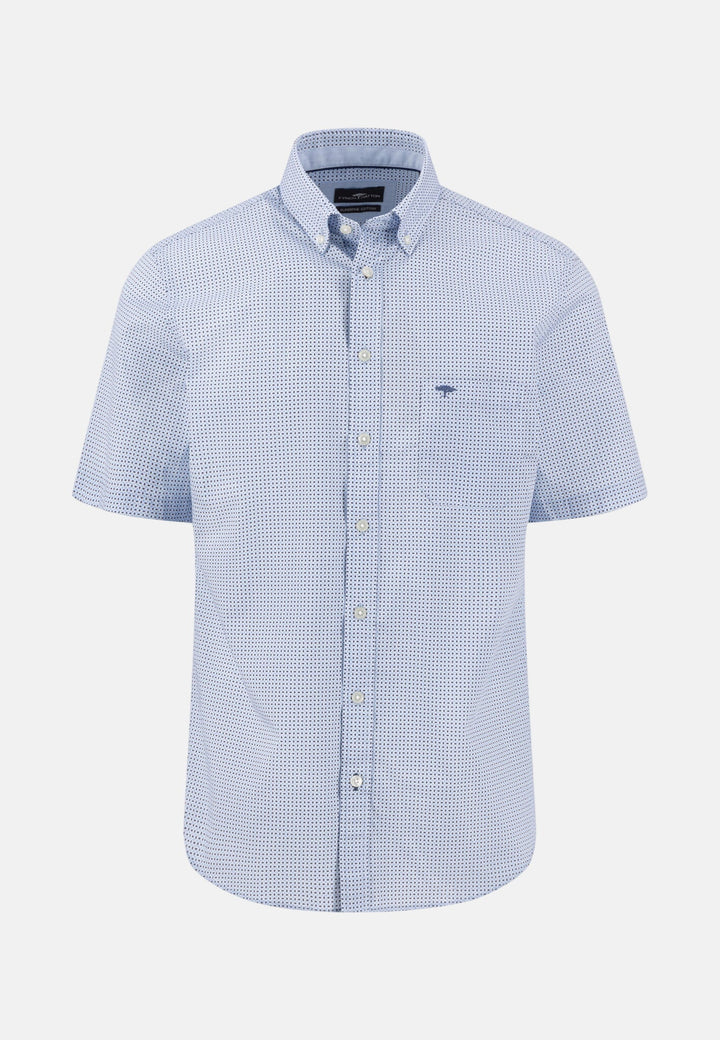 Fynch - Hatton Minimal Print Short Sleeved Shirt New Breeze - 16036121-653-M - fynch - hatton.co.uk