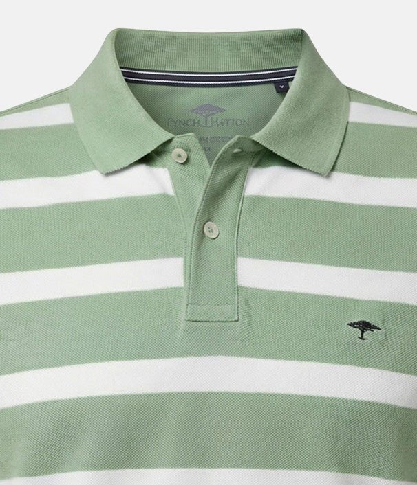 Fynch - Hatton Modern Stripe Premium Cotton Polo Shirt Avocado - 16031705-740-M - fynch - hatton.co.uk