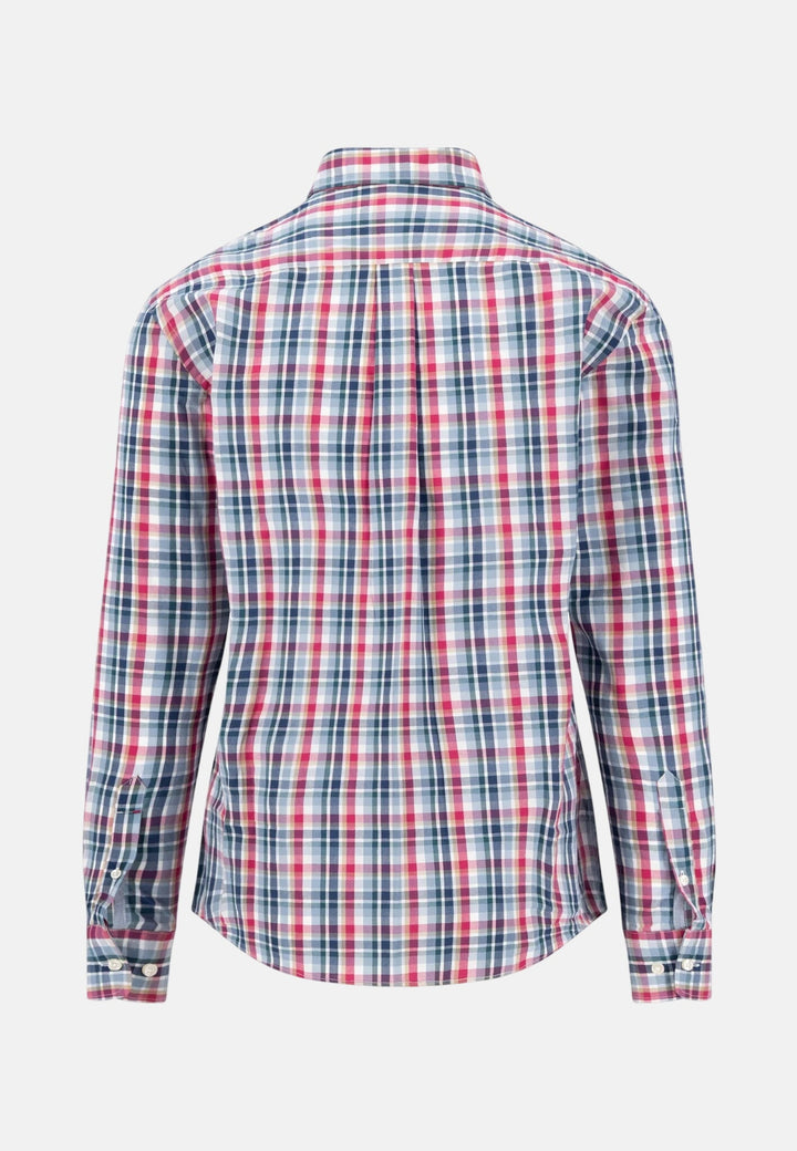 Fynch-Hatton Multicolor Check Button Down Shirt Grape 16085330-416-S