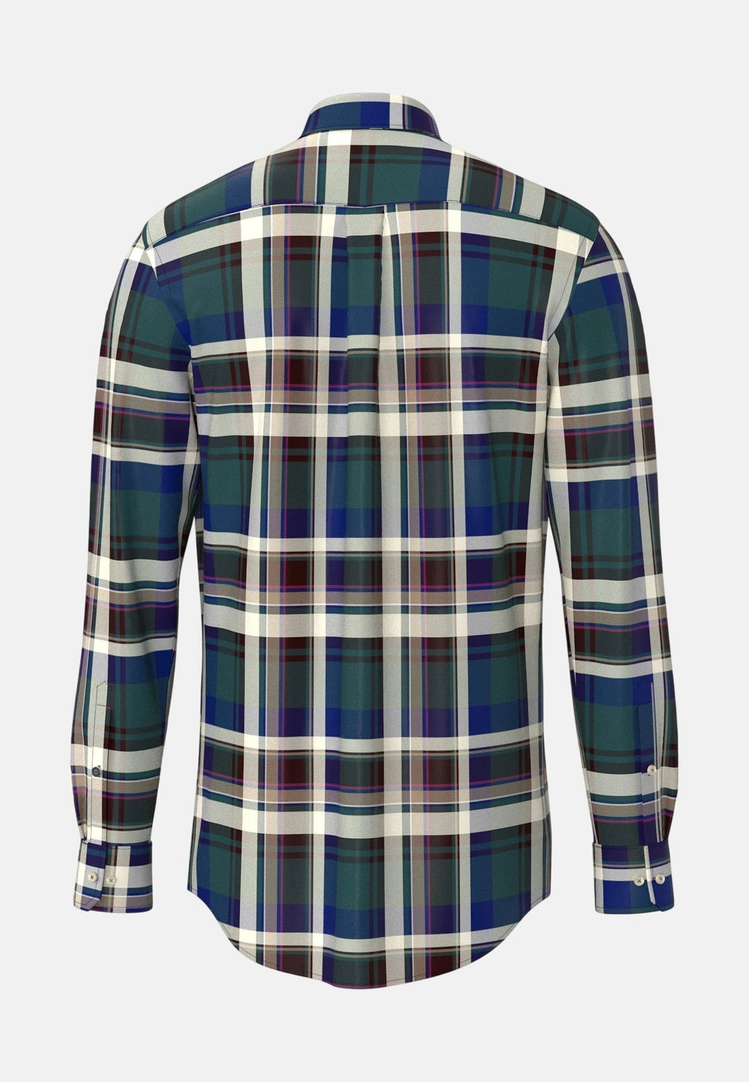 Fynch-Hatton Multicolor Oxford Check Button Down Shirt Teal 16088620-673-M