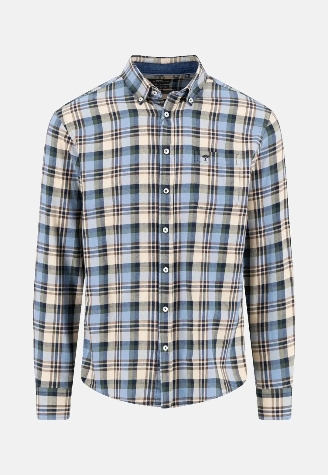 Fynch - Hatton Multicolour Flannel Check Shirt Sand - 15115760-837-S - fynch - hatton.co.uk