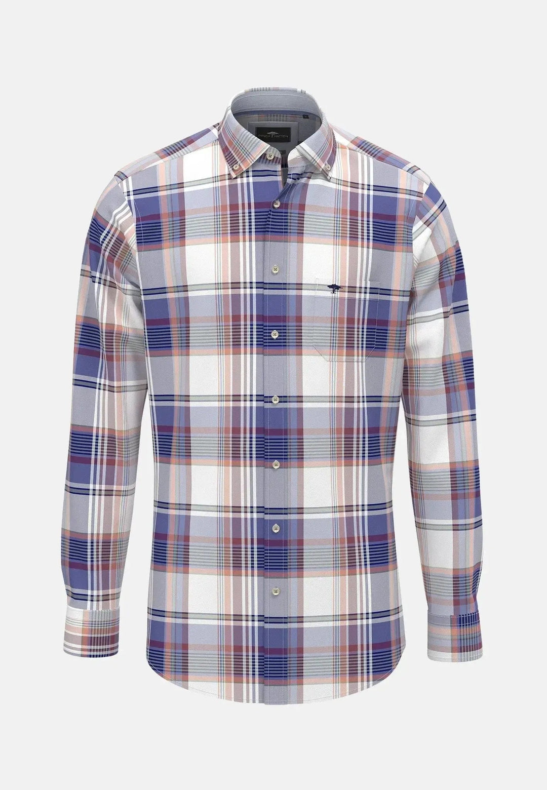 Fynch - Hatton Multicoloured Washed Oxford B.D. Shirt Berry - 15078610-415-S - fynch - hatton.co.uk