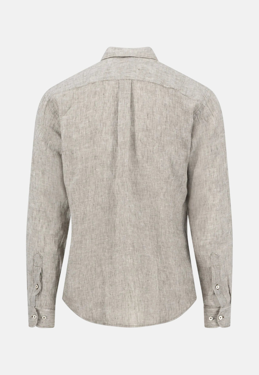 Fynch - Hatton Needle Stripe Linen Button Down Shirt Dark Khaki 16046010-719-M