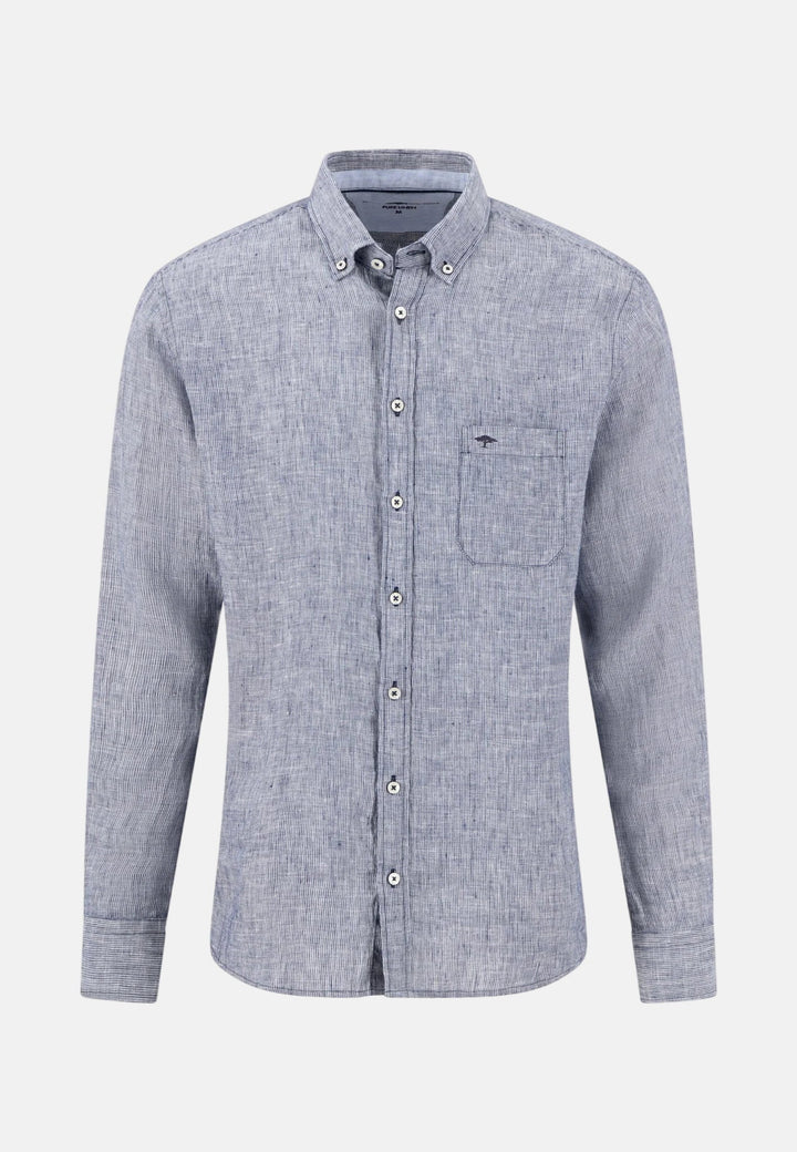 Fynch - Hatton Needle Stripe Linen Button Down Shirt Navy 16046010-685-M