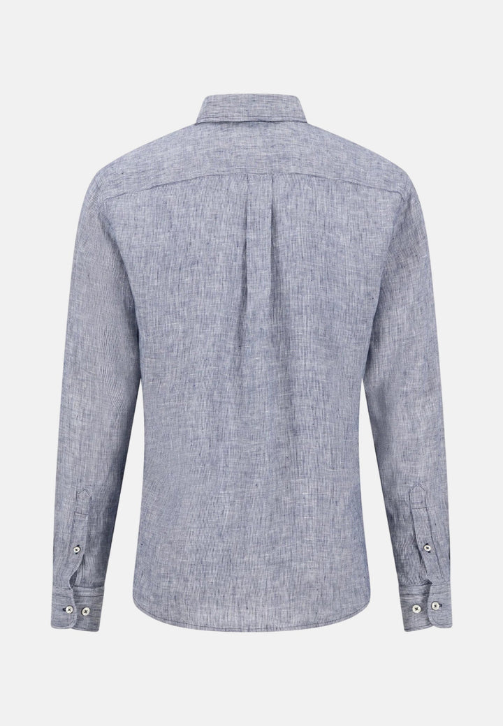 Fynch - Hatton Needle Stripe Linen Button Down Shirt Navy 16046010-685-M