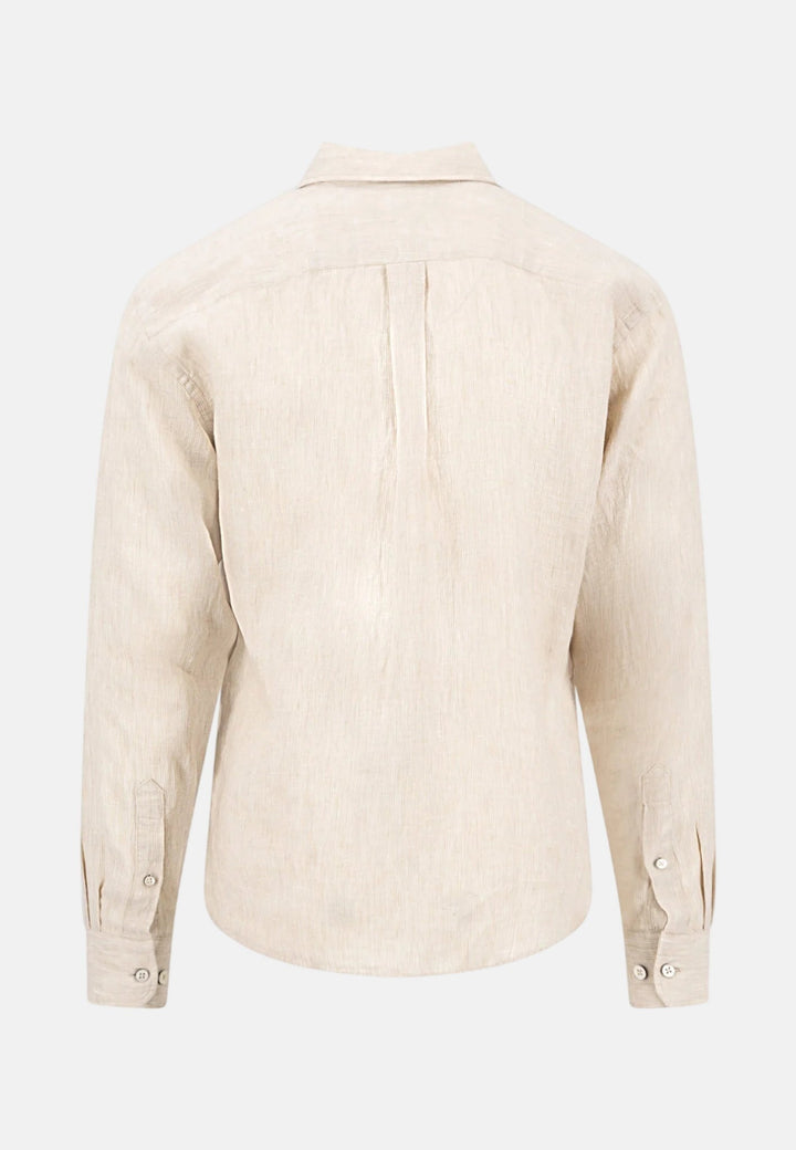 Fynch - Hatton Needle Stripe Linen Button Down Shirt Sand 16046010-837-M