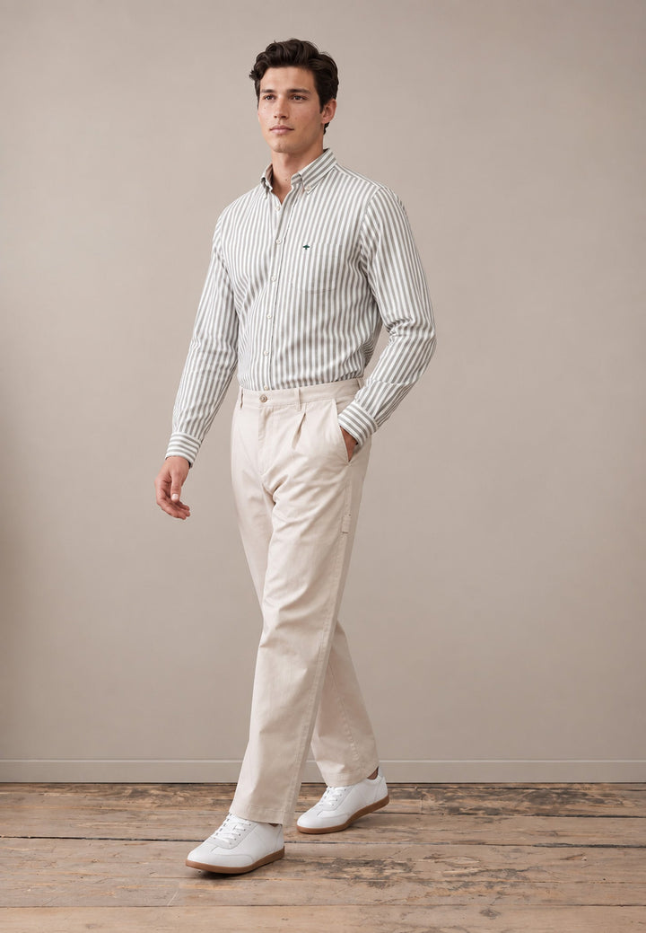 Fynch-Hatton Oxford Stripe Button Down Shirt Teal 16088640-673-S