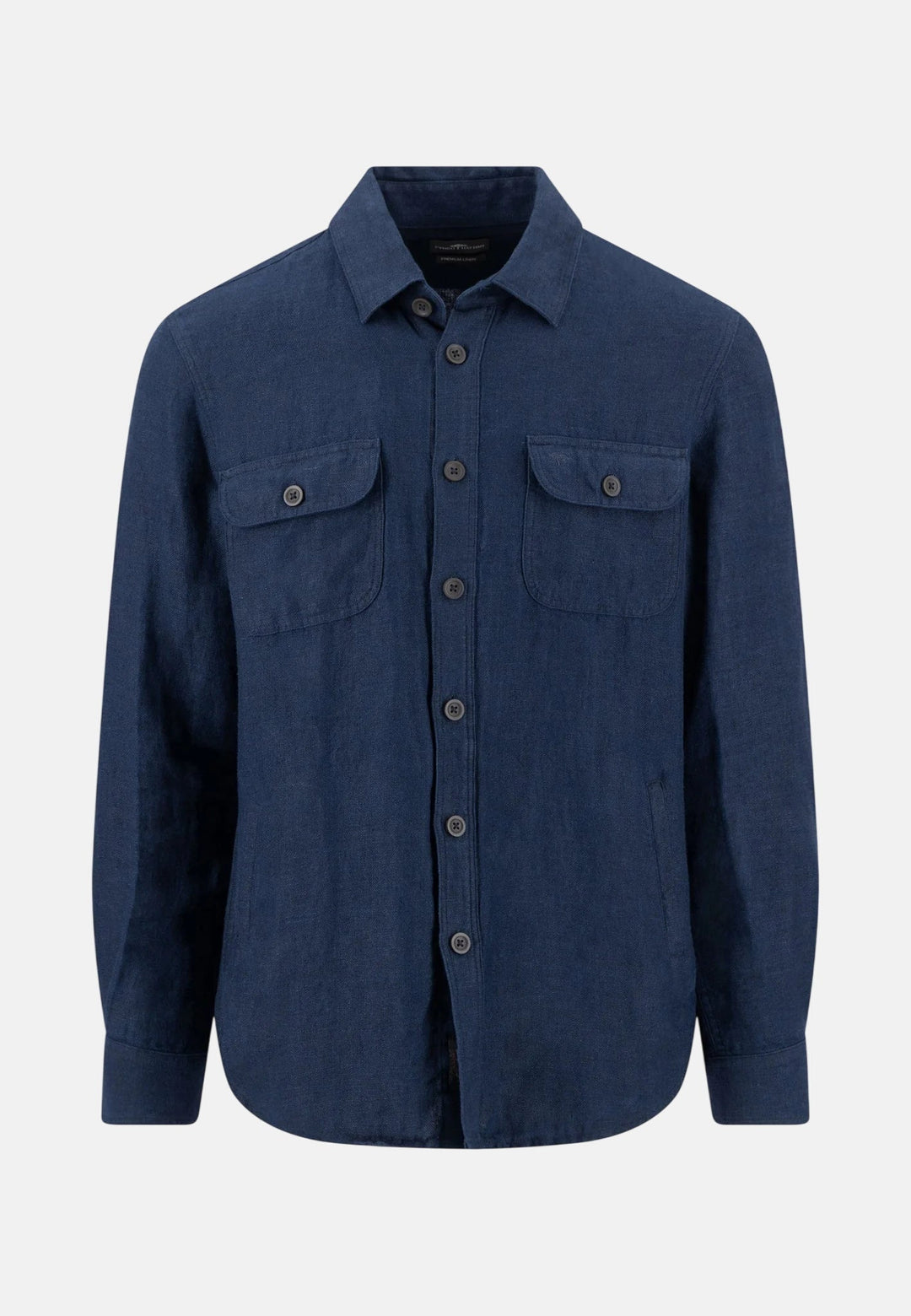Fynch - Hatton Patch Pocket Herringbone Linen Overshirt Navy 16038504-685-M