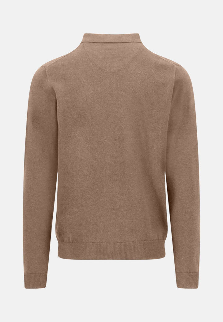 Fynch - Hatton Polo Collar Fine Knit Cotton Sweater Affogato 1613242-213-M