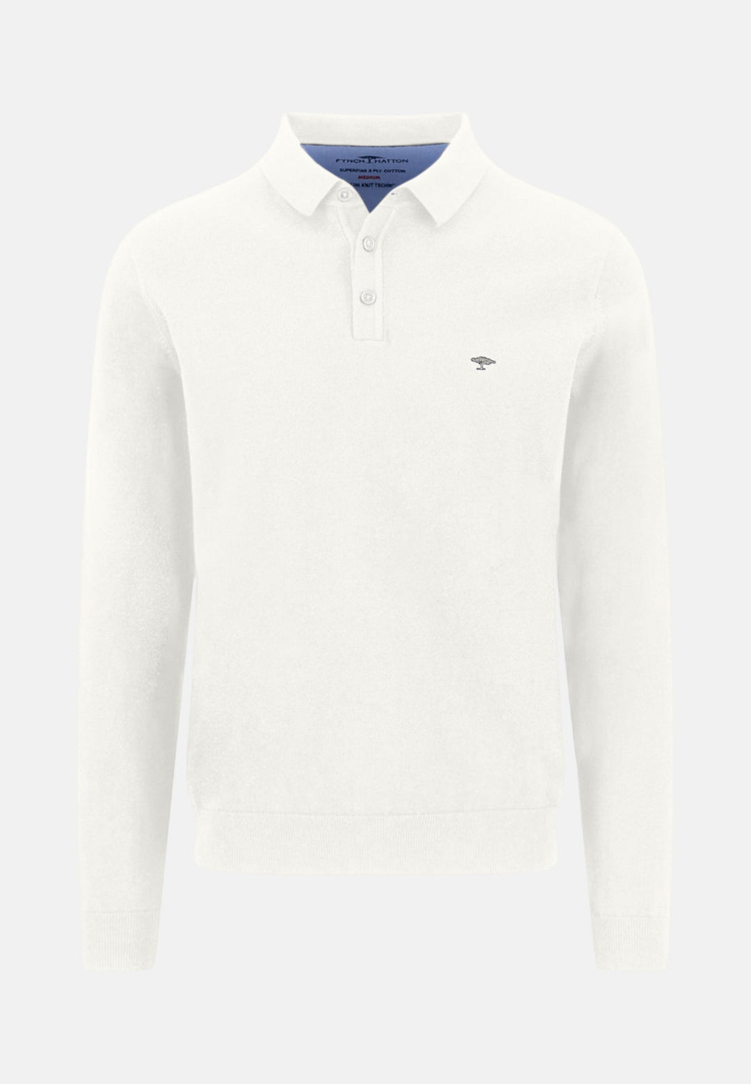 Fynch - Hatton Polo Collar Fine Knit Cotton Sweater New Off - White - 1613242-824-M - fynch - hatton.co.uk